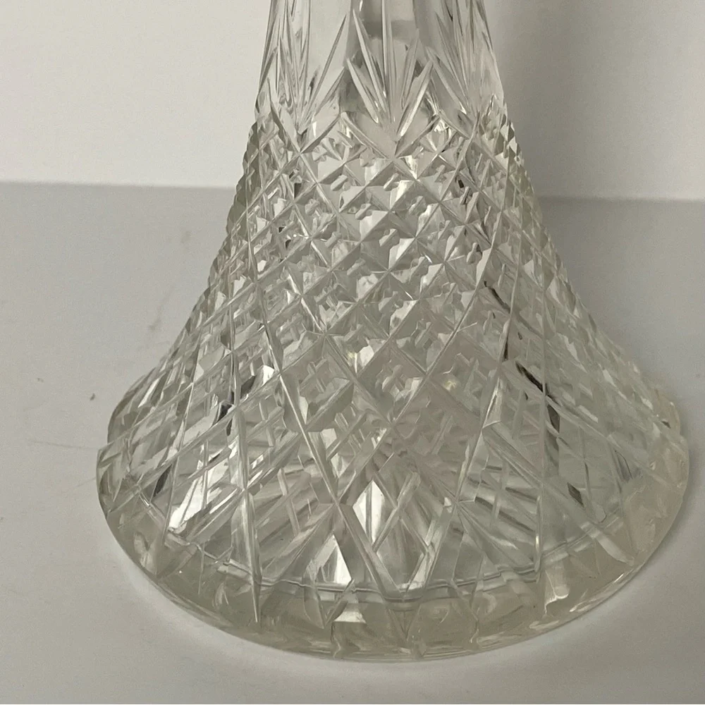 Cut Glass Crystal Vase Or Cruet Facet No Stopper Vintage 7” Clear 4” wide